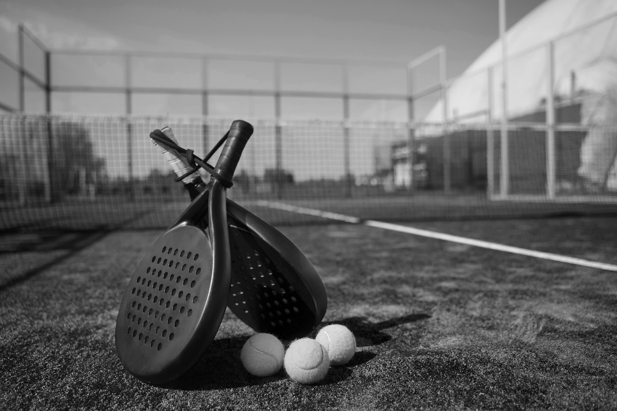 Padel rackets and balls